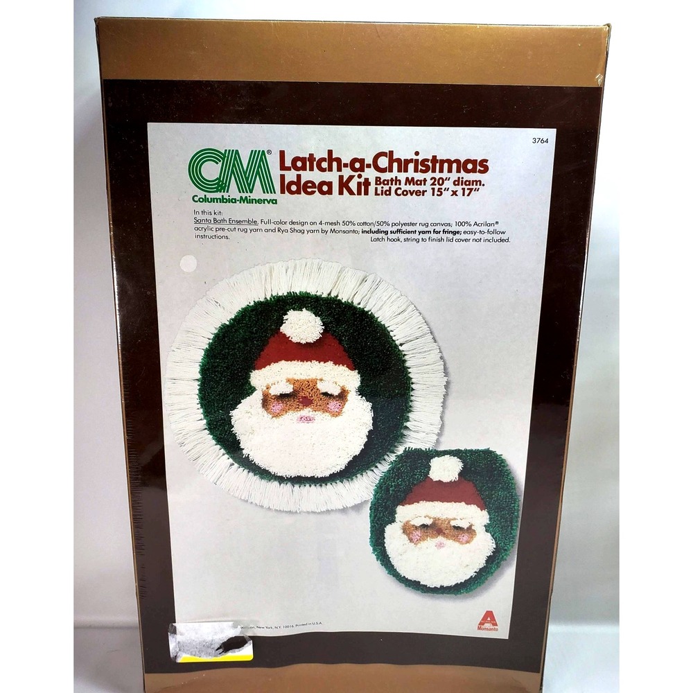 Columbia Minerva Latch Hook Kit Christmas Bath Mat Toilet Lid Santa Claus 3764